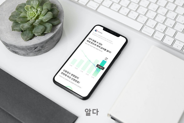 팀윙크는 솔트웨어의 지원을 받아 마이데이터 사업에 대한 허가를 취득했다. 사진은 팀윙크가 서비스중인 신용관리 특화 자산관리 앱 ‘알다’의 화면 이미지.