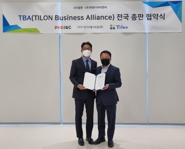 최경태 피앤디아이앤씨 대표(왼쪽)와 최용호 틸론 대표