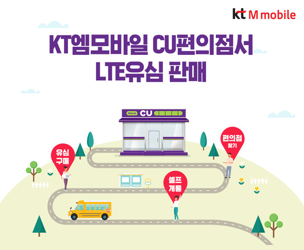 KT엠모바일이 CU편의점을 통해 무약정 LTE 유심을 판매한다.