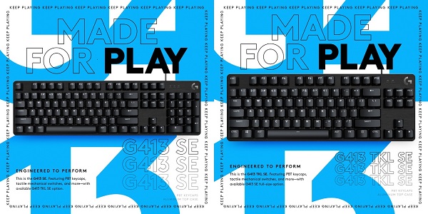 로지텍이 신규 출시한 기계식 게이밍 키보드 'G413 SE'(왼쪽), 'G413 TKL SE'