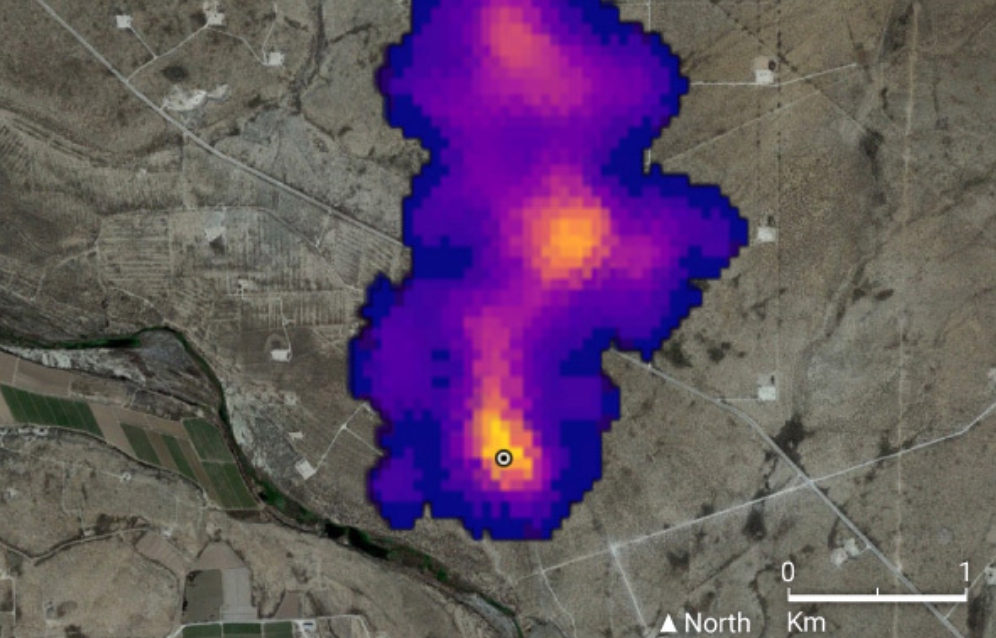 위성에 의한 메탄 대량 방출 실시간 감시 모습. 사진=나사