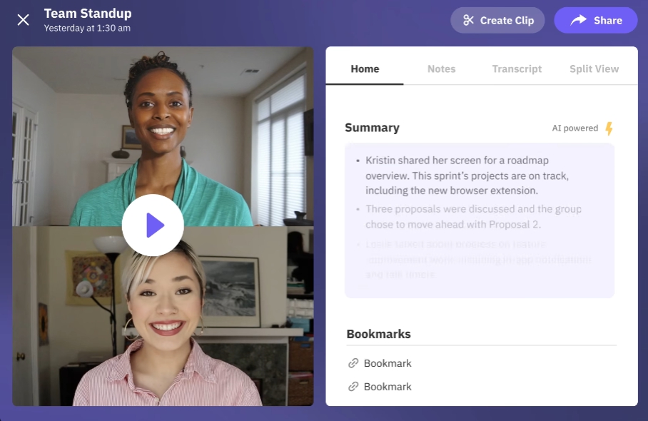 보웰 화상회의 플랫폼이 두 사람의 대화 내용 요약본을 자동을 만들고 있다. 사진=보웰