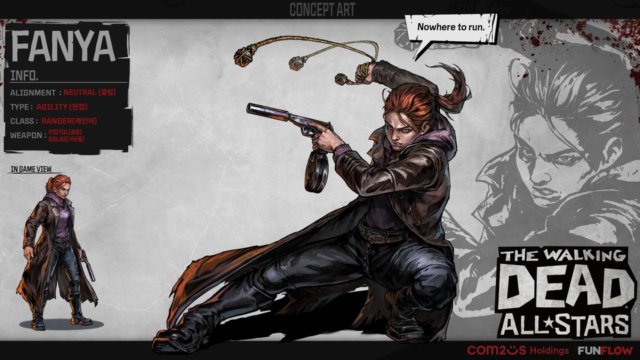 ‘워킹데드: 올스타즈’는 2일 글로벌 업데이트를 실시하며 신규 생존자 ‘파냐’를 공개했다.