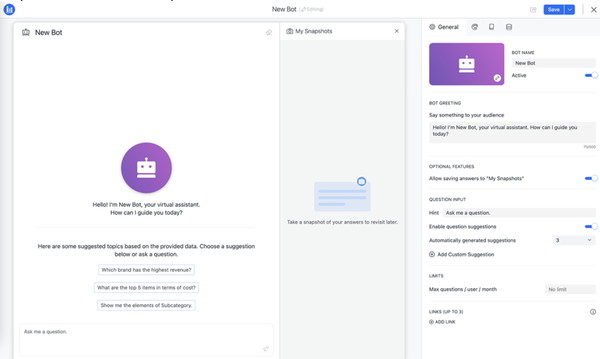 마이크로스트레티지 원에 신규 추가된 오토 봇 화면