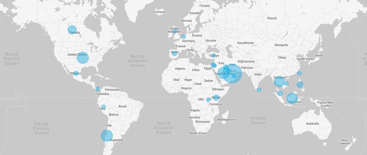 지니언스 글로벌 고객 분포도