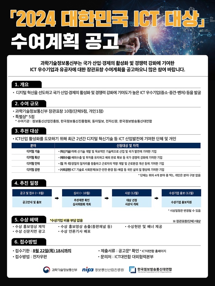 2024 대한민국 ICT 대상 수여계획 공고