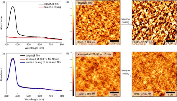 폴리(A) 물질의 용매내성 특성.