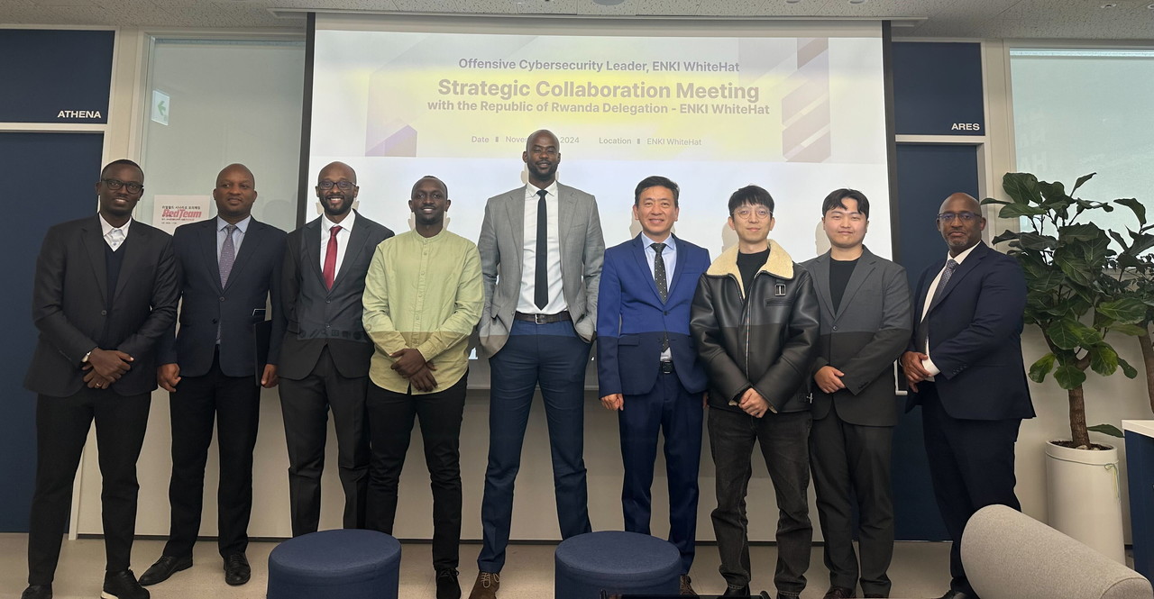 르완다 중앙은행 사절단이 정보보호 협력 및 벤치마킹의 일환으로 엔키화이트햇을 방문했다.