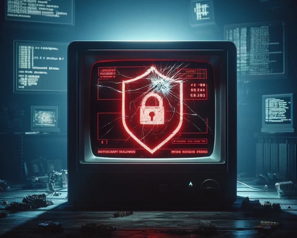 ‘공식 기술지원 종료로 보안 취약점이 노출된 운영체제(OS) 프로그램’ 주제로 챗GPT로 생성한 이미지