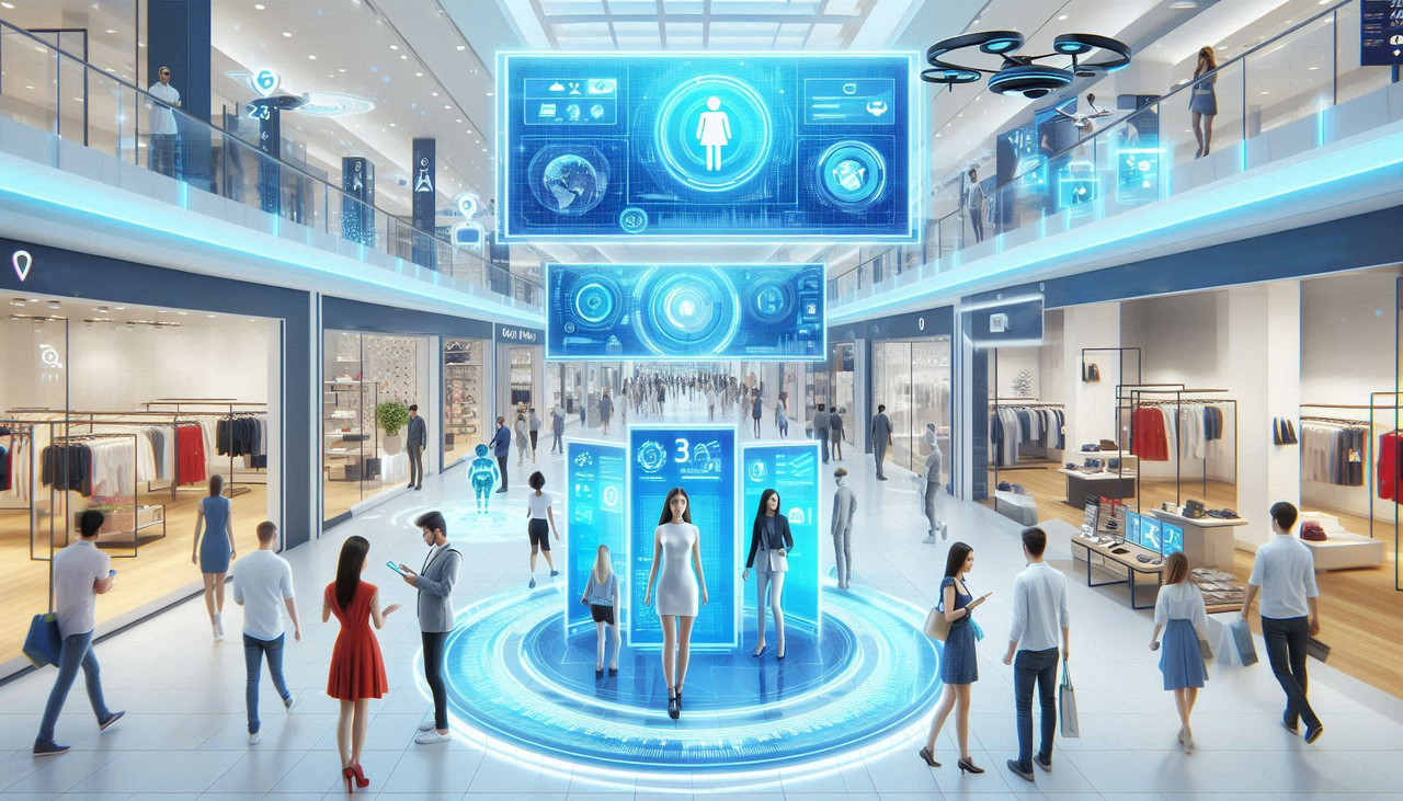 ‘미래 지향적 쇼핑몰’을 주제로 챗GPT로 생성한 이미지