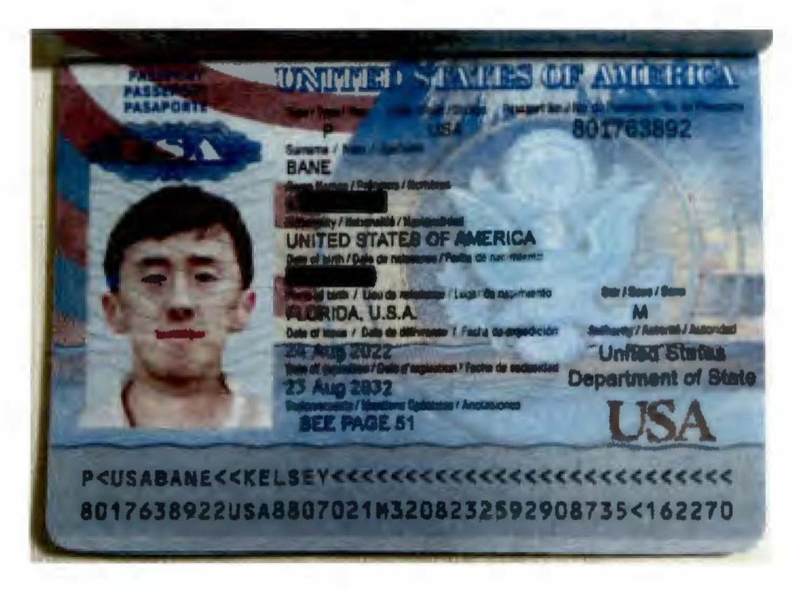 미국 법무부가 23일(현지 시각) 공개한 기소장에 포함된 북한 IT 노동자의 위조 미국 여권 (출처=미국 법무부)