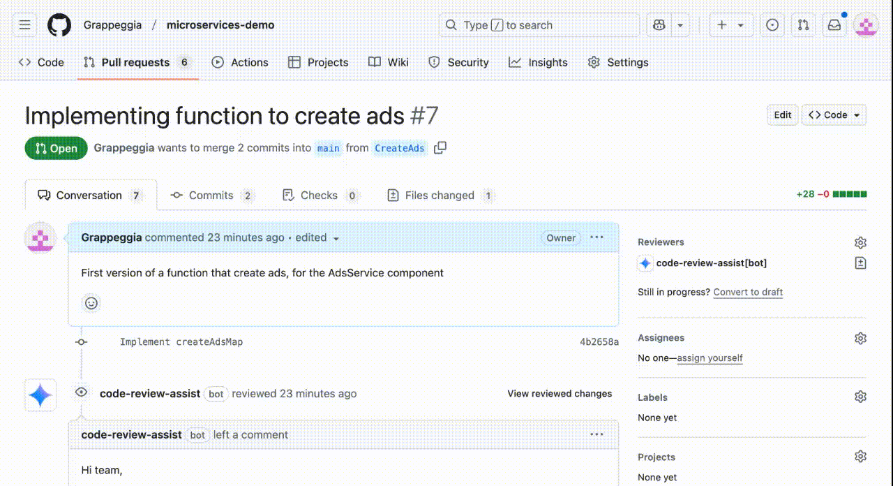코드 풀 리퀘스트 요약과 개선 사항을 제공하고, 프롬프트가 입력되면 코드 가독성 향상 기능을 제공한다. (출처=구글 클라우드)