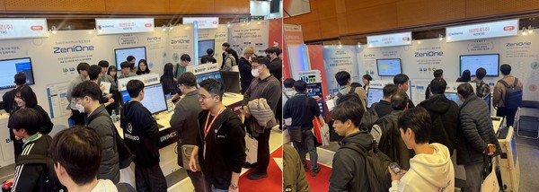 비젠트로는 2025 스마트공장·자동화산업전(AW 2025)에 참가해 AI 기반 비즈니스 IT 솔루션을 소개했다. 사진은 비젠트로 부스 모습.