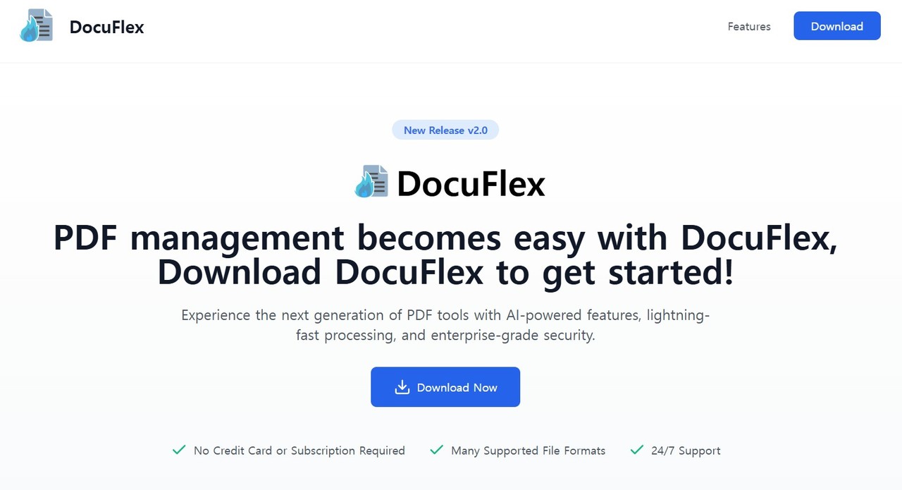 지난 2월까지 사용할 수 있었던 ‘docuflex.com’ 사이트. 공격자들은 무료 문서 변환 도구를 제공하는 척 사용자 개인정보를 탈취하거나 악성코드 배포를 시도했다. (출처=web.archive.org)