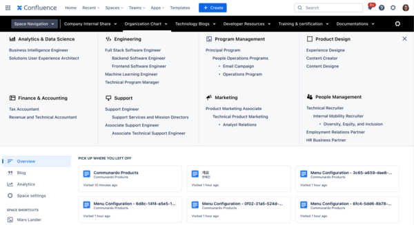 아틀라시안 마켓플레이스 앱 스페이스 내비게이션