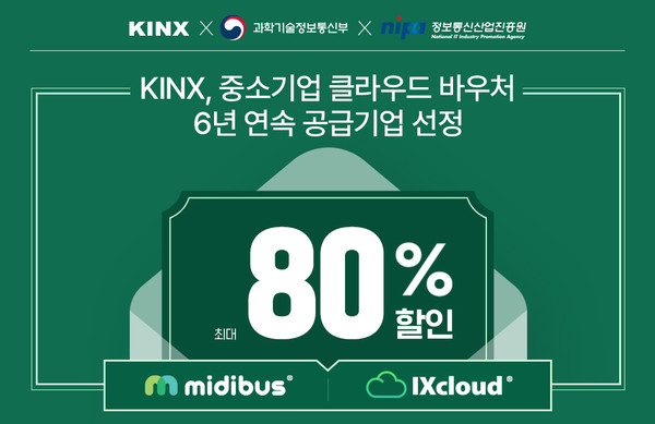 케이아이엔엑스(KINX)는  ‘2025년 중소기업 클라우드 서비스 보급·확산 사업(클라우드 바우처 사업)’ 공급기업으로 선정돼, 중소기업 맞춤형 클라우드 ‘IX클라우드(IXcloud)’와 동영상 관리 솔루션 ‘미디버스(midibus)’를 제공한다. 