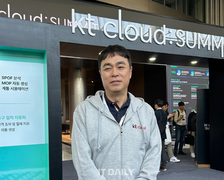  KT클라우드 최지웅 대표가 현장 브리핑을 진행하고 있다. (사진:성원영 기자)