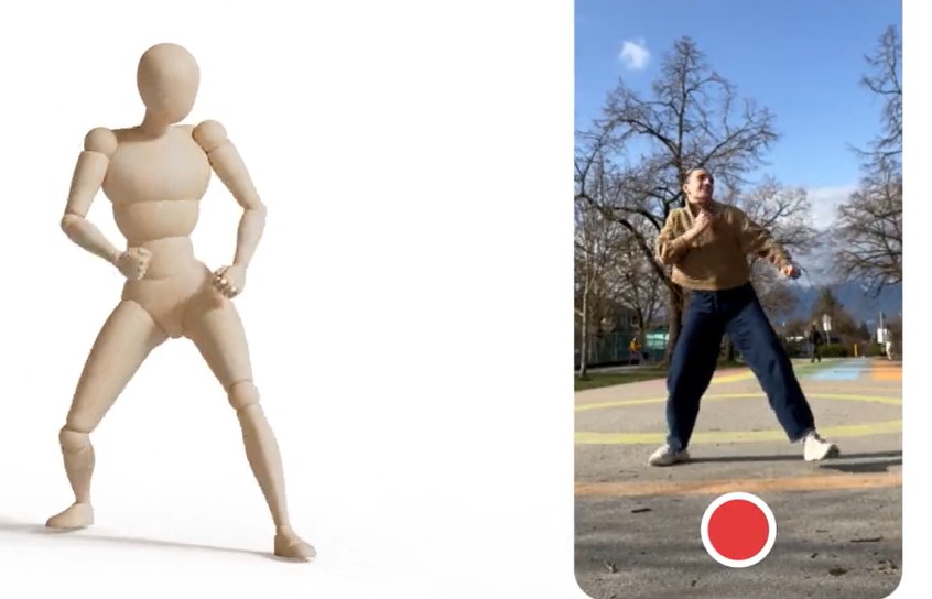 사람의 행동을 따라 3D 애니 캐릭터를 생성하는 플랫폼 작동 장면. 이미지=카트휠