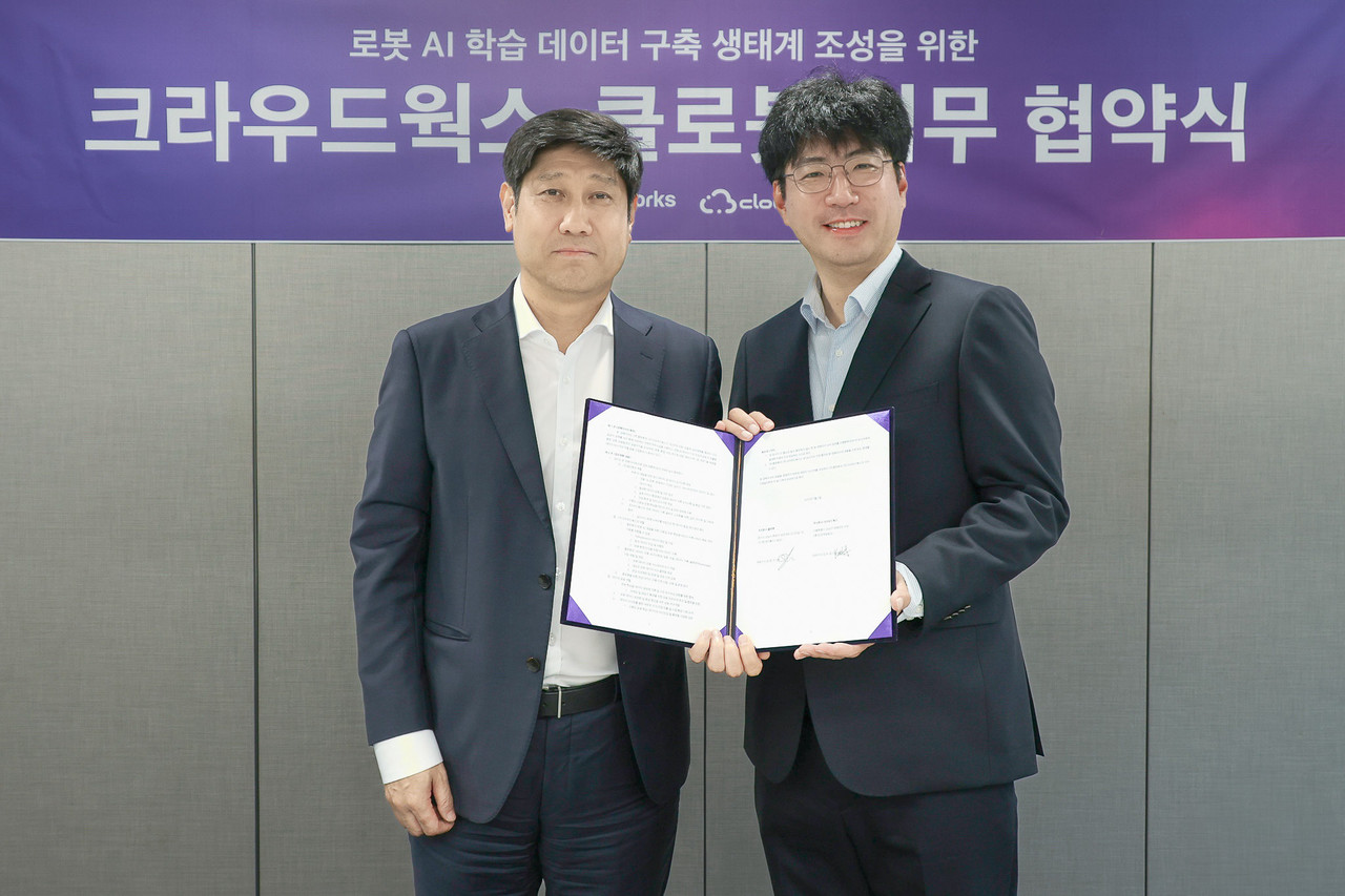 크라우드웍스 김우승 대표(왼쪽), 클로봇 김창구 대표 (출처=크라우드웍스)