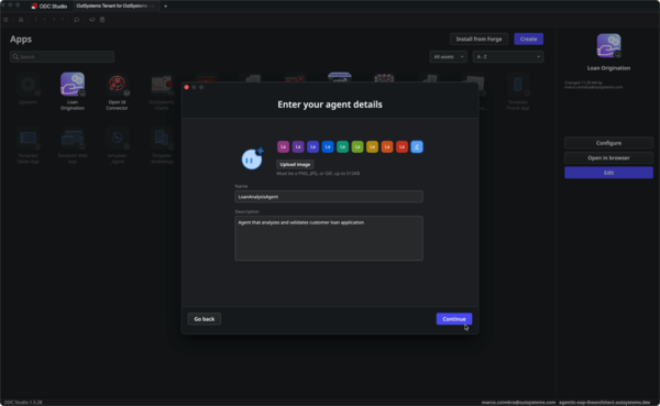 아웃시스템즈 에이전트 워크벤치 예시화면