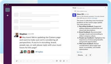 슬랙 대화를 베이스로 AI 서비스를 제공하는 글린 (출처: glean.com)