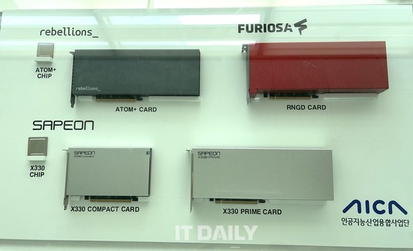 ‘AI반도체실증지원사업’ 실증대상 NPU 카드들 (사진=성원영 기자)