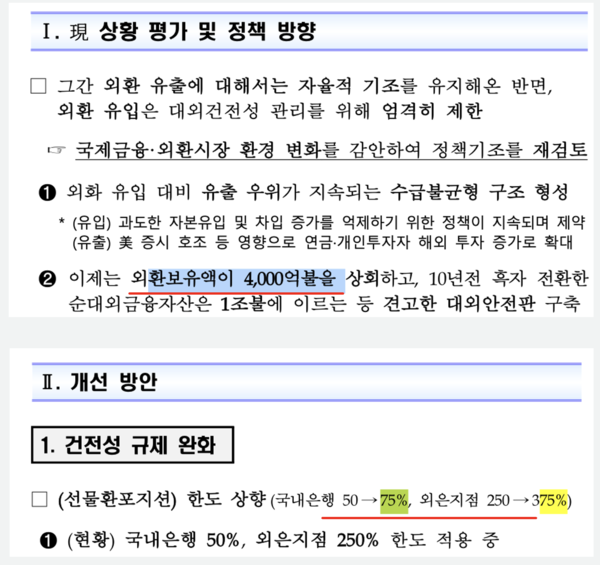 그림 2-1. 외환정책 문서에서 아마존 베드록이 자동 생성한 Q&A 부분 (출처 : 기획재정부 금융위원회, 한국은행 금융감독원 외환수급개선방안, 2024)