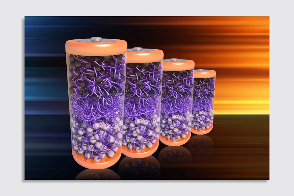 MIT 연구원들이 새로운 전해질 재료로 만든 배터리 랜더링. 이미지=MIT뉴스