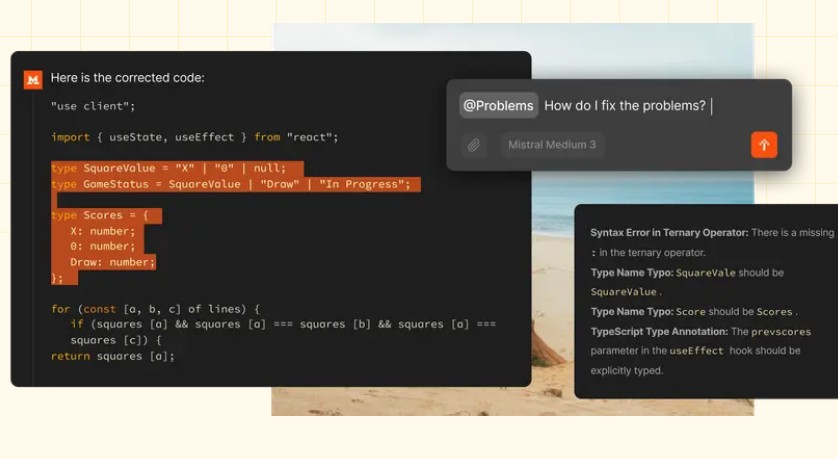 미스트랄 AI 모델의 자동 코딩 화면. 사진=미스트랄
