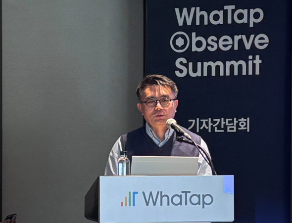 와탭랩스 김성조 CTO가 행사를 통해 발표하고 있다. (사진=권영석 기자)